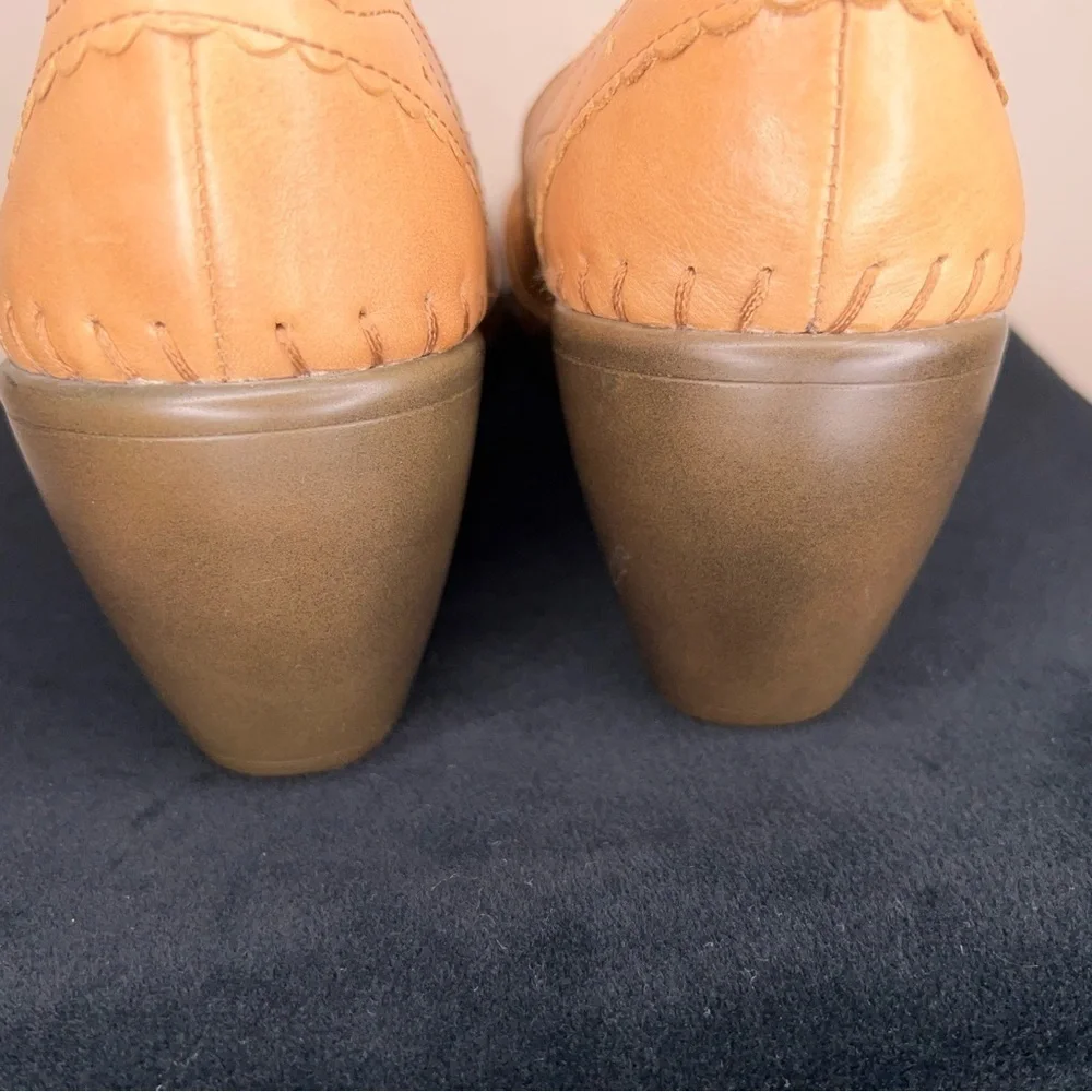 Womens Size 10M Easy Spirit Tan Brown Lether Wedge Shoes Y2K Style Western